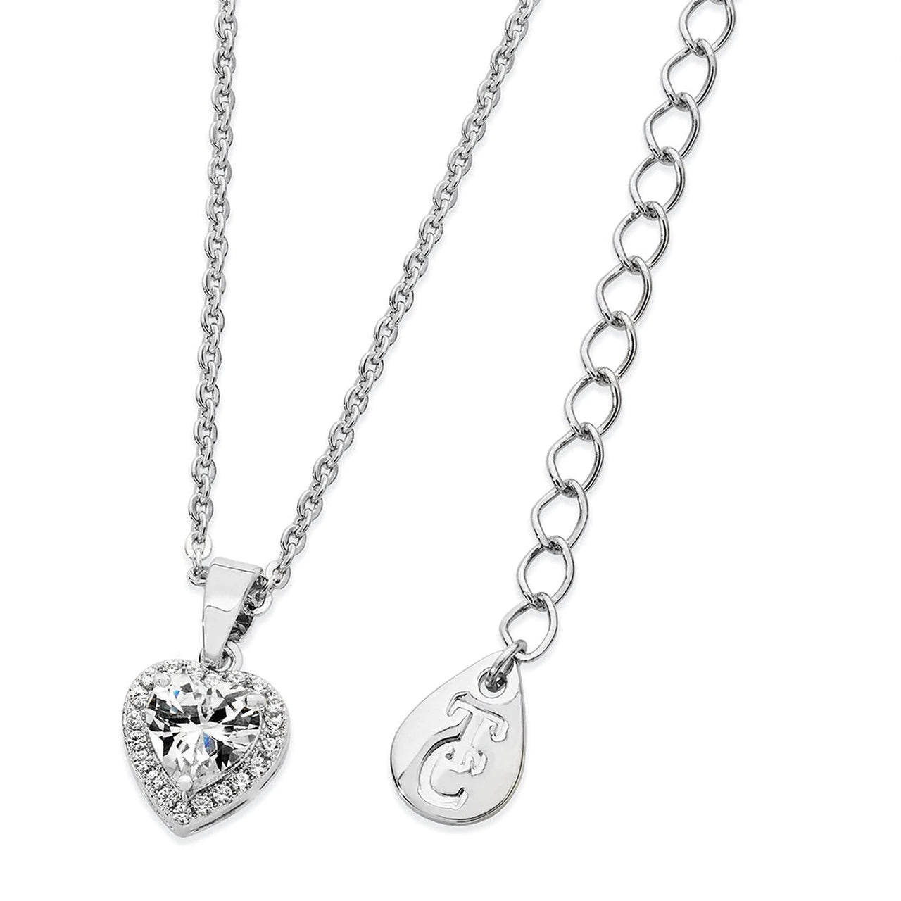 Tipperary Crystal Diamante Heart Drop Pendant Silver This stylish pendant is centred with a captivating heart-shaped clear crystal. It is beautifully cut to enhance its clarity and shine and is bordered by a glittering frame of crystal accents.
