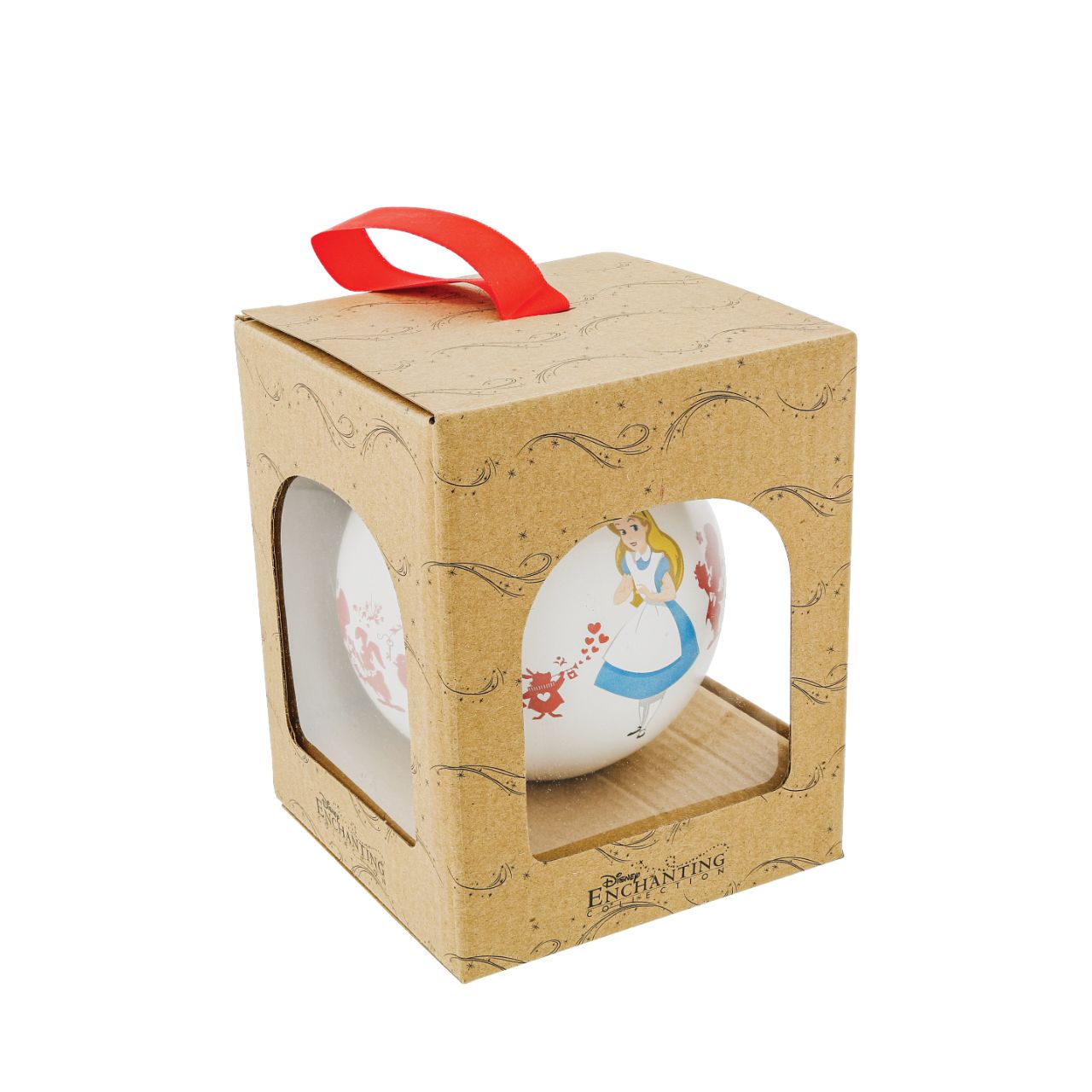 Disney Christmas Bauble Alice in Wonderland We're All Mad Here  Enchanting Disney Collection  A beautiful glass Alice Bauble that makes for a treasured keepsake all year round. This bauble features the popular characters from the curious Disney film Alice in Wonderland.