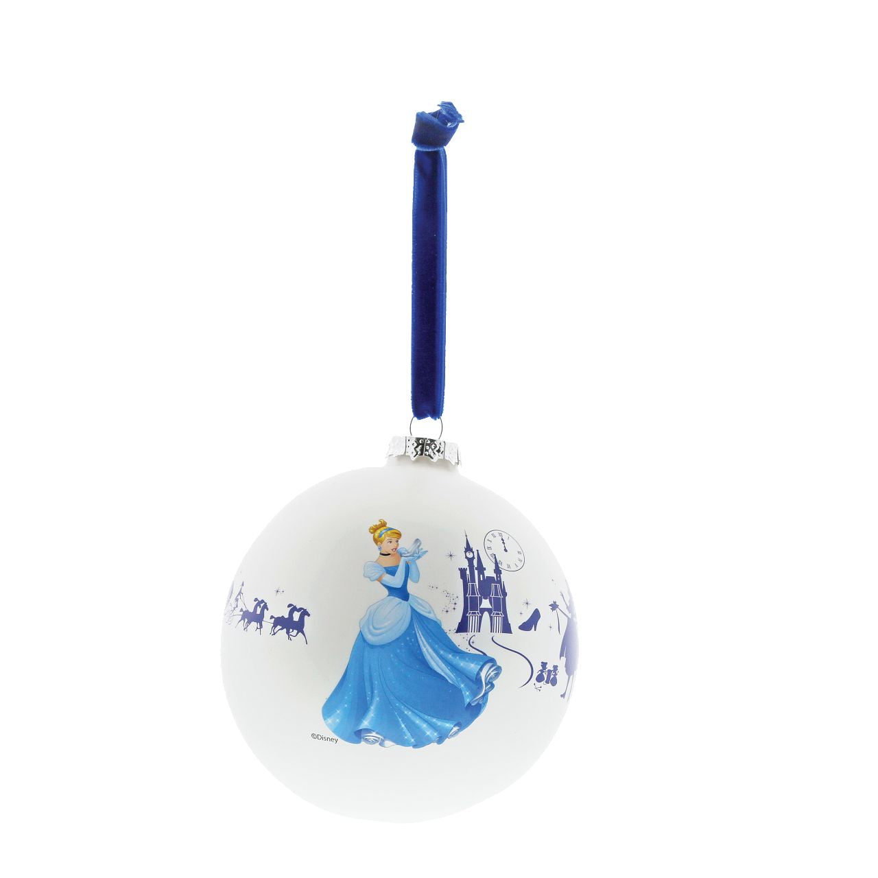 Disney Collection Cinderella Bauble A Wonderful Dream Cinderella waits for the magic to fade at the stroke of midnight in this beautiful glass bauble. This treasured keepsake would make a lovely unique gift for a friend, or a self-purchase to brighten up the home. Presented in a branded window box.
