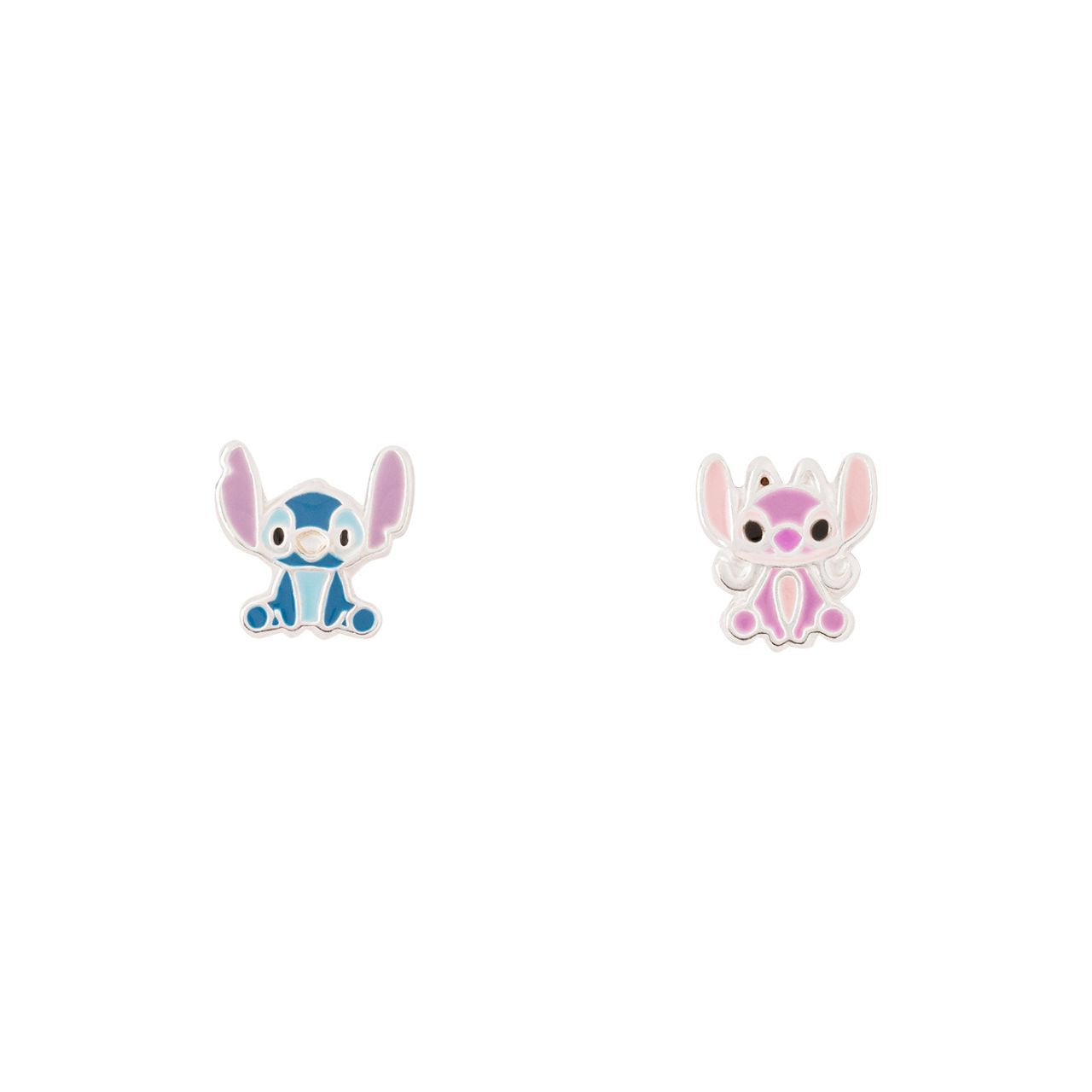 Disney Lilo & Stitch Stud Earrings - Mismatch Angel and Stitch Earrings Disney Lilo & Stitch mismatched earrings include one earring of the naughty, lovable alien Stitch, and one earring of Angel, the songbird alien that Stitch loves.