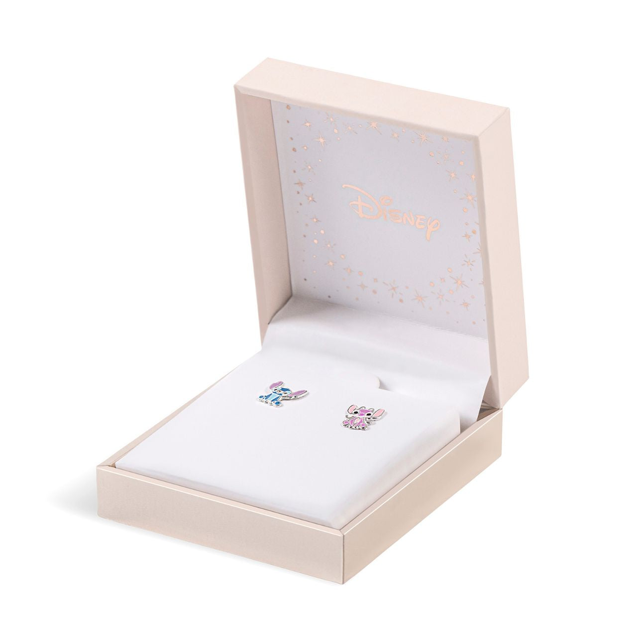 Disney Lilo & Stitch Stud Earrings - Mismatch Angel and Stitch Earrings Disney Lilo & Stitch mismatched earrings include one earring of the naughty, lovable alien Stitch, and one earring of Angel, the songbird alien that Stitch loves.