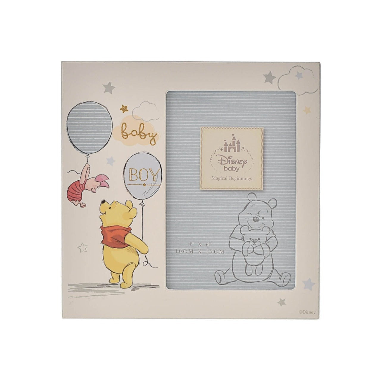 Disney Magical Beginnings 4" x 6" Photo Frame Pooh Baby Boy Add a touch of Disney magic to their everyday with a wonderful Baby Boy frame from the Magical Beginnings Collection from Classic Disney.