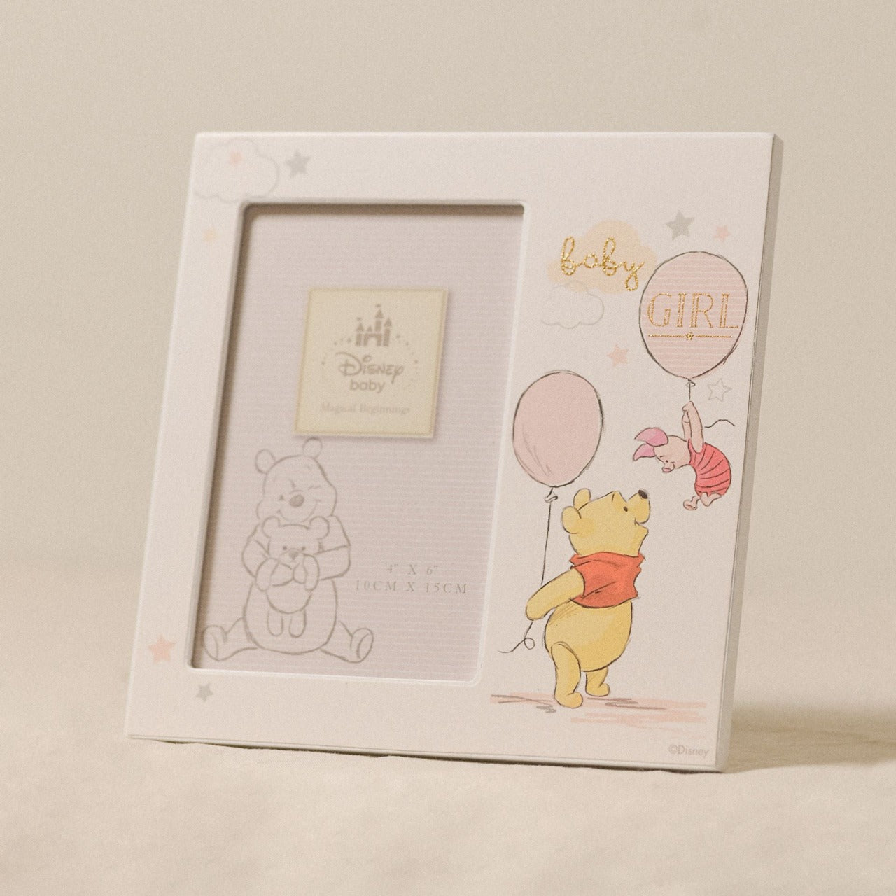 Disney Magical Beginnings Frame Pooh Baby Girl Add a touch of Disney magic to their everyday with a wonderful Baby Girl frame from the Magical Beginnings Collection from Classic Disney.