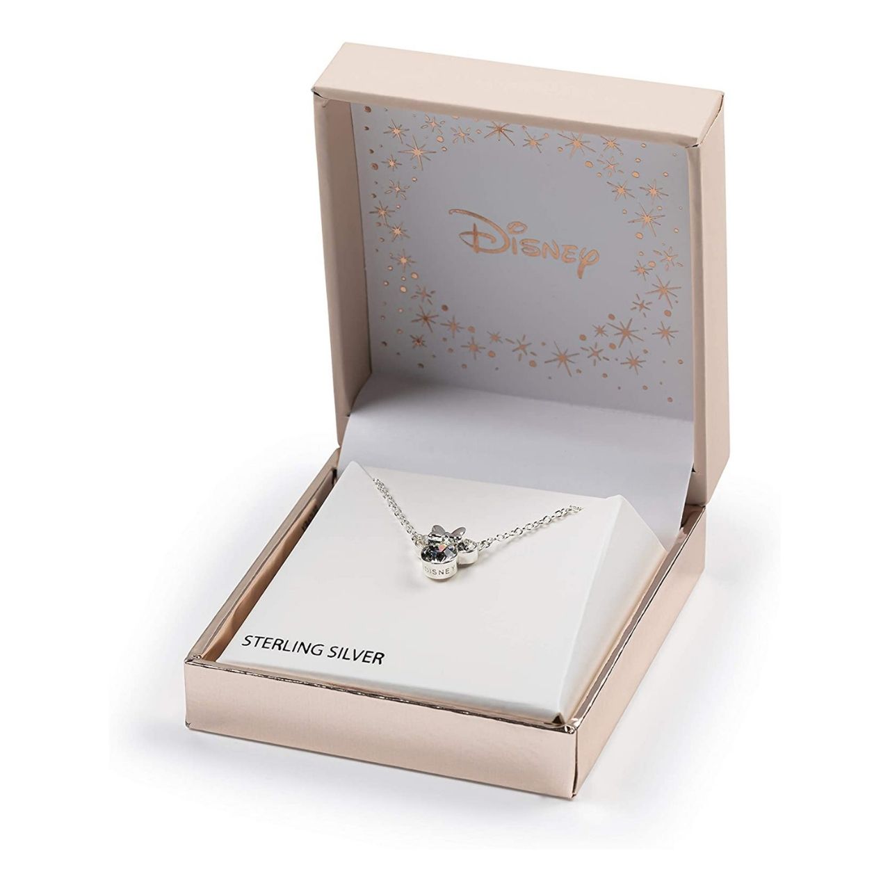 Disney Micky & Minnie Silver Silhouette Silver Bow CZ Pendant Stunning silver Pendant Necklace form a silhouette of Micky & Minnie Mouse's with silver bow and CZ Crystals adding a feminine touch to the Disney classic piece of Jewellery. Trendy and fashionable silver design, the Disney Micky & Minnie Mouse Silhouette Sterling Silver pendant add a chic, fun touch to any outfit.