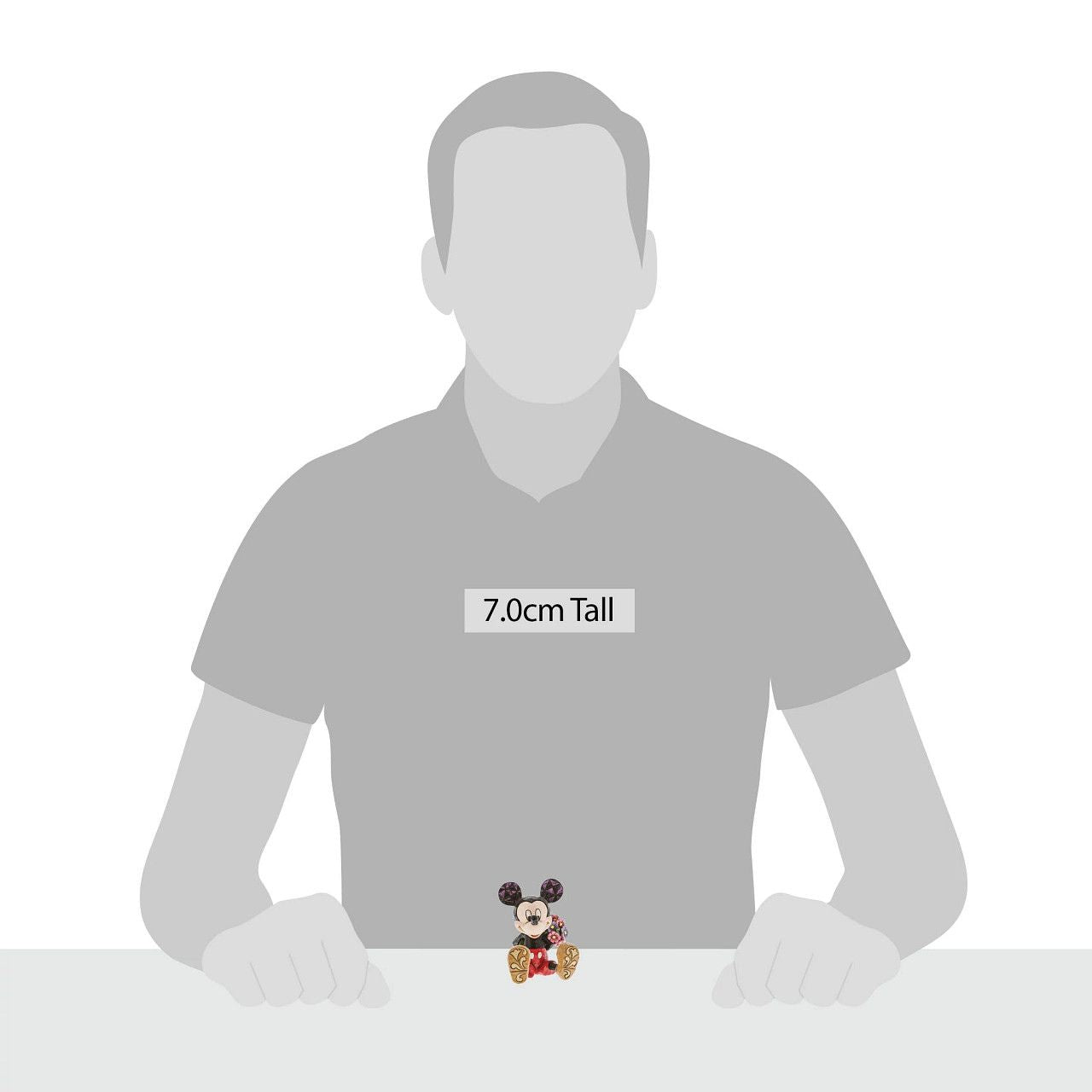 Jim Shore's Mickey Mouse with Flowers Beautifully handcrafted and delightfully decorated in time-honoured folk art motifs, Jim Shore's charming miniatures capture the essence of beloved Disney characters. Mickey hides a bouquet behind his back in this whimsical, playfully romantic scene.