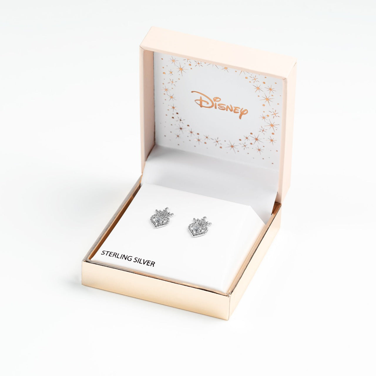 Disney Princess Sterling Silver Birthstone Crown Earrings – April Beautiful silver Birthstone princess crown earrings with CZ crystals adding a feminine touch to the Disney classic piece of Jewellery. Trendy and fashionable design, the Disney princess sterling silver earrings add a chic, fun touch to any outfit. the perfect gift for any Disney Princess fan.