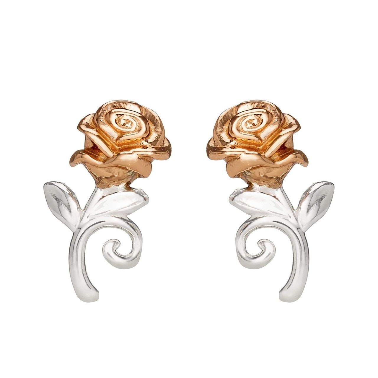 Disney Princess Silver and Rose Gold Earrings Beautiful silver and rose gold Princess rose earrings adding a feminine touch to the Disney classic piece of Jewellery. Trendy and fashionable design, the Disney Princess collection, sterling silver and rose gold earrings add a chic, fun touch to any outfit.