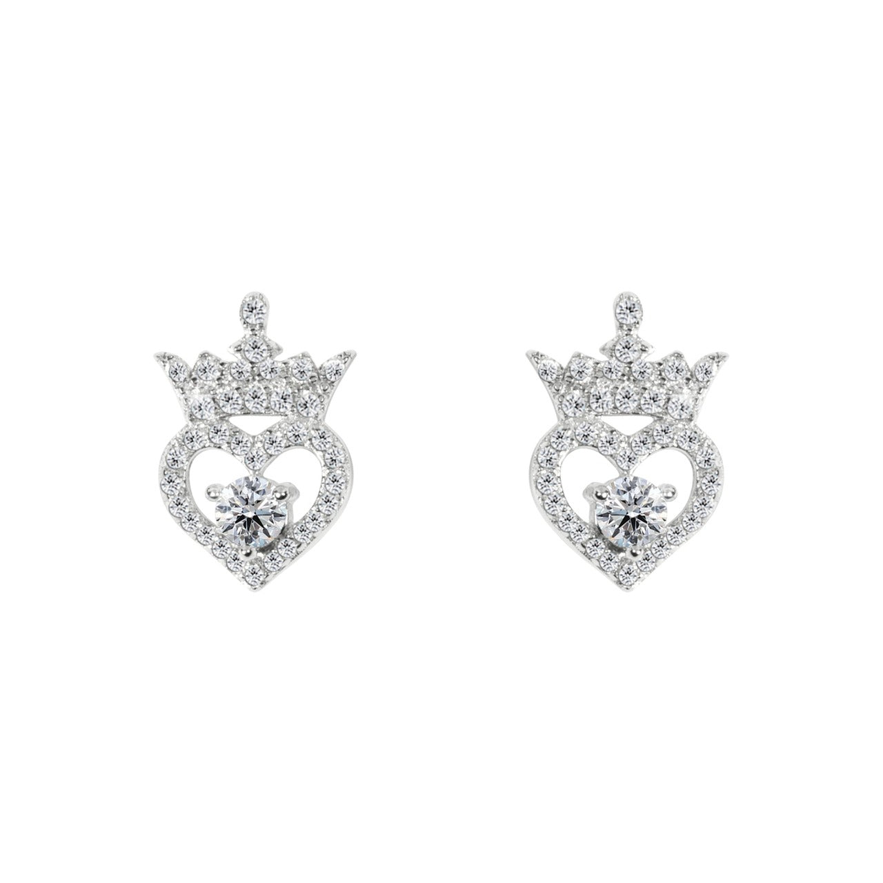 Disney Princess Sterling Silver Birthstone Crown Earrings – April Beautiful silver Birthstone princess crown earrings with CZ crystals adding a feminine touch to the Disney classic piece of Jewellery. Trendy and fashionable design, the Disney princess sterling silver earrings add a chic, fun touch to any outfit. the perfect gift for any Disney Princess fan.