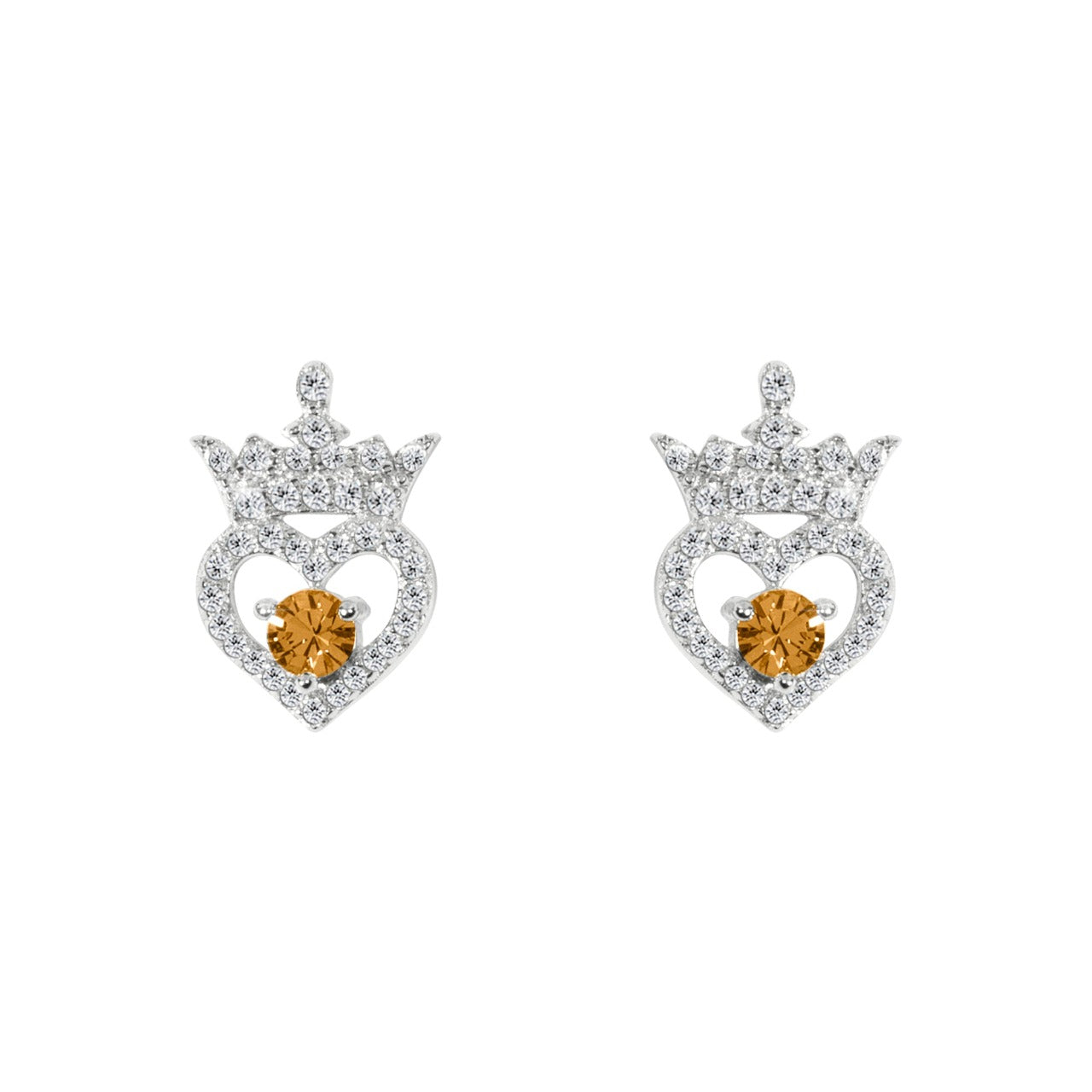 Disney Princess Sterling Silver Birthstone Crown Earrings – November Beautiful silver Birthstone princess crown earrings with CZ crystals adding a feminine touch to the Disney classic piece of Jewellery. Trendy and fashionable design, the Disney princess sterling silver earrings add a chic, fun touch to any outfit. the perfect gift for any Disney Princess fan.