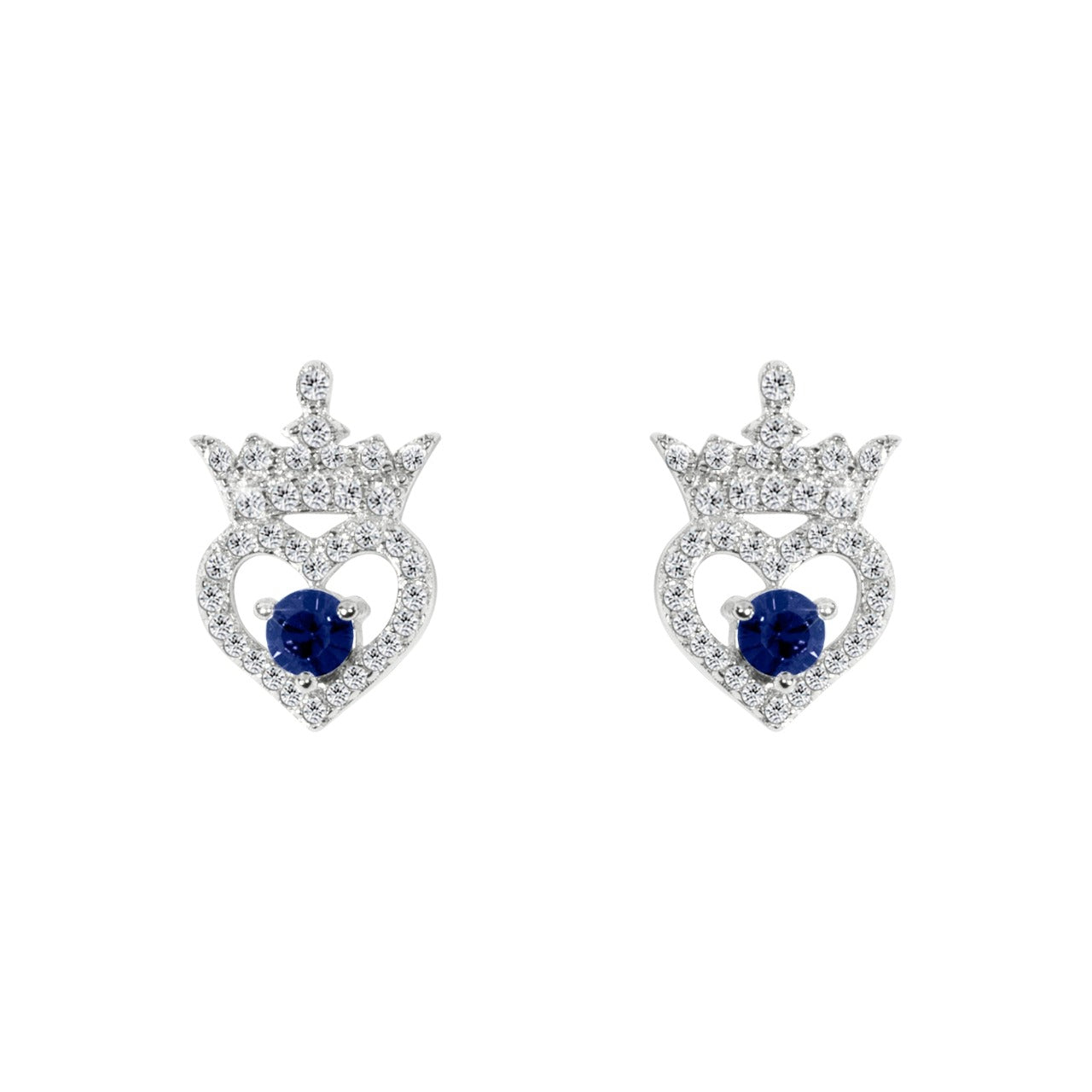 Disney Princess Sterling Silver Birthstone Crown Earrings – September Beautiful silver Birthstone princess crown earrings with CZ crystals adding a feminine touch to the Disney classic piece of Jewellery. Trendy and fashionable design, the Disney princess sterling silver earrings add a chic, fun touch to any outfit. the perfect gift for any Disney Princess fan.