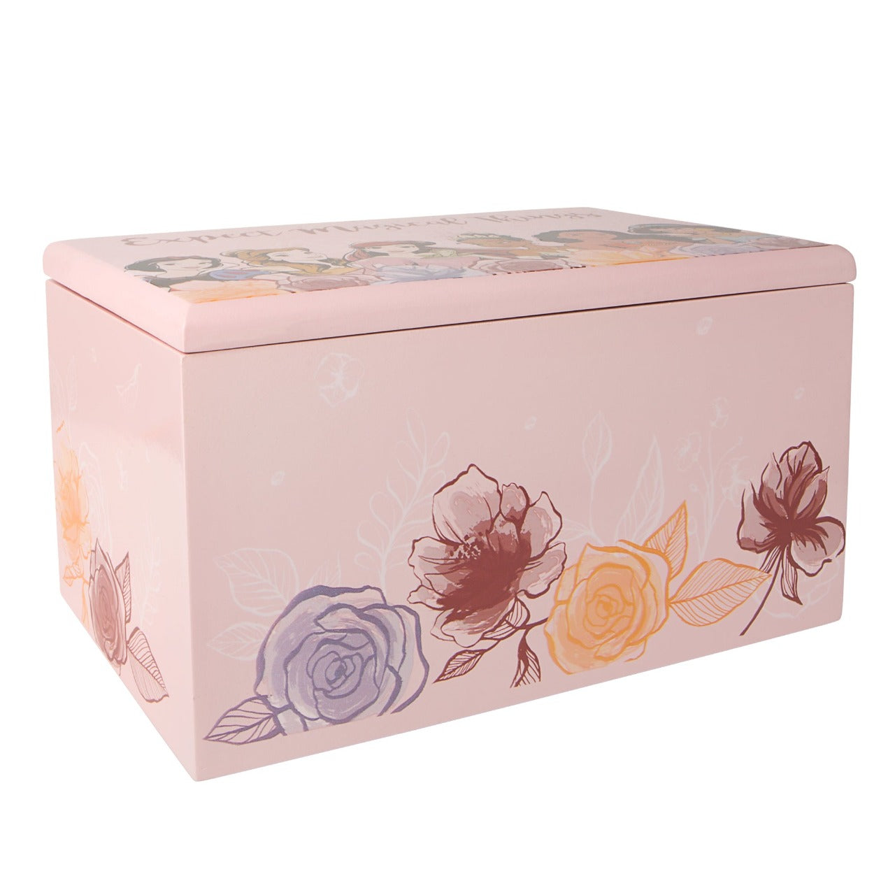 Disney Princess Wooden Jewellery Box With Hinged Lid Official Disney Princess Jewellery box is the perfect gift for any Disney fan! This Pink jewellery box is made with solid wood which features a hinged lid. The Disney Collection features favourite characters from cult classics. There is something for every Disney fan no matter their age. Disney Princess and Beauty And The Beast collections are also available.