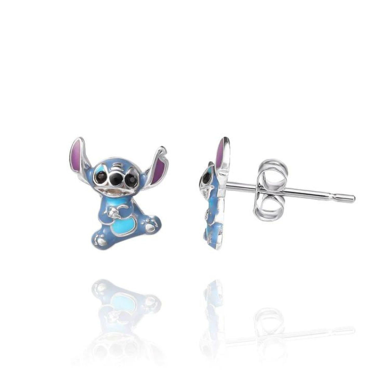 Disney Lilo and Stitch Sterling Silver 3D Blue Enamel Earrings These adorably crafted Disney Stitch earrings are crafted from sterling silver with a blue enamel finish, lending a touch of whimsy to any ensemble.