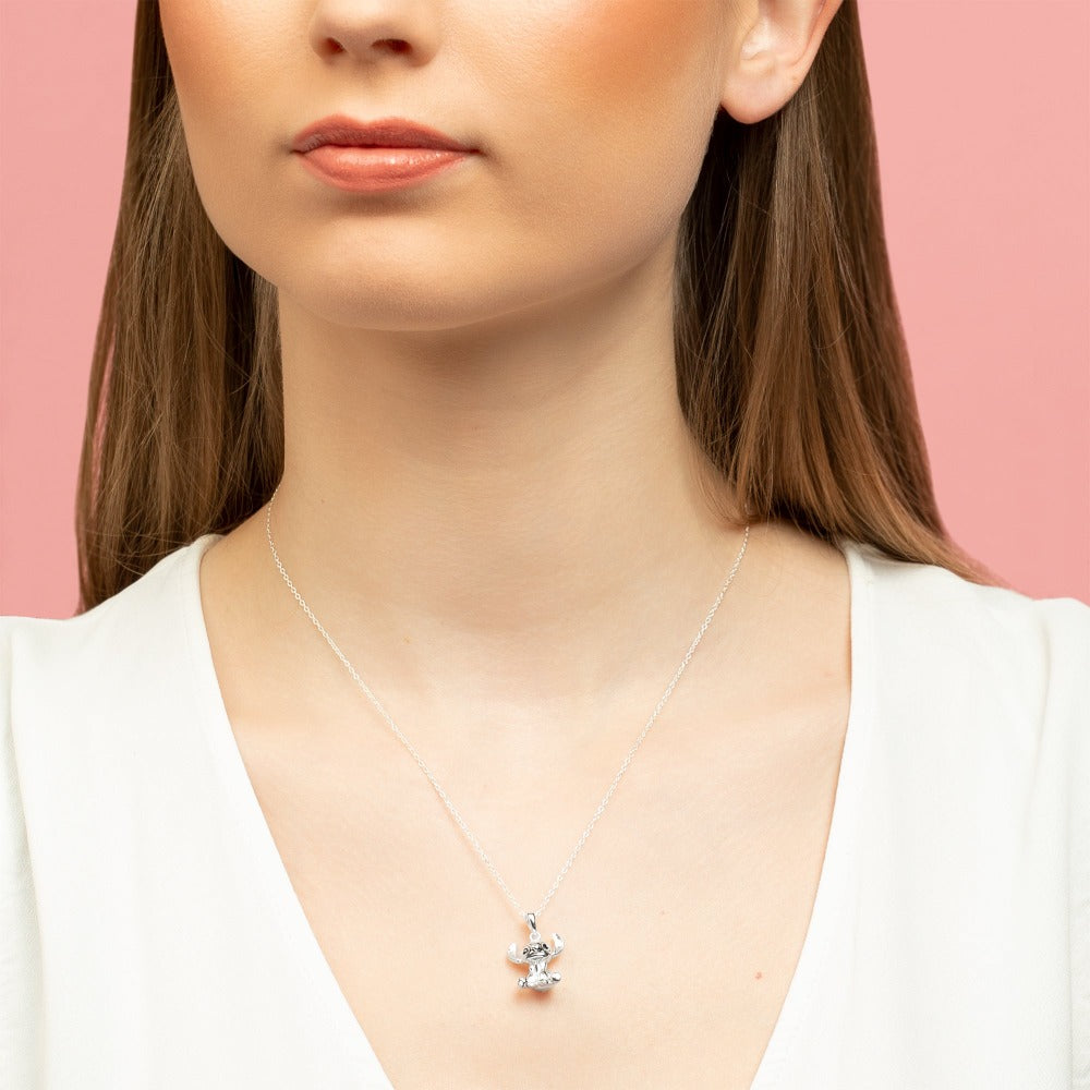 Disney Stitch Sterling Silver Pendant Peers Hardy Disney Stitch Sterling Silver Pendant This classic adorable pendant has a unique quality of playful Stitch silhouette. Trendy and fashionable design, the Disney Stitch Sterling Silver Pendant famous playful and loveable pose will add a chic, fun touch to any outfit.