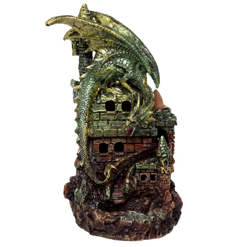 Dragon Castle LED Backflow Incense Burner Backflow incense flows down through a backflow burner and creates a mist around the product. This item must be placed on a heatproof surface.