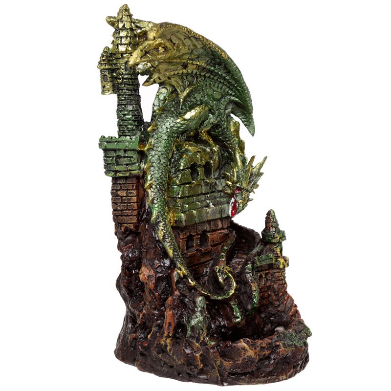 Dragon Castle LED Backflow Incense Burner Backflow incense flows down through a backflow burner and creates a mist around the product. This item must be placed on a heatproof surface.