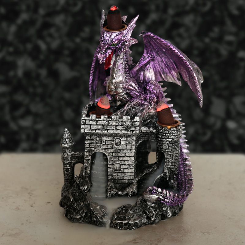 Dragons Castle Triple Backflow Incense Burner - Purple