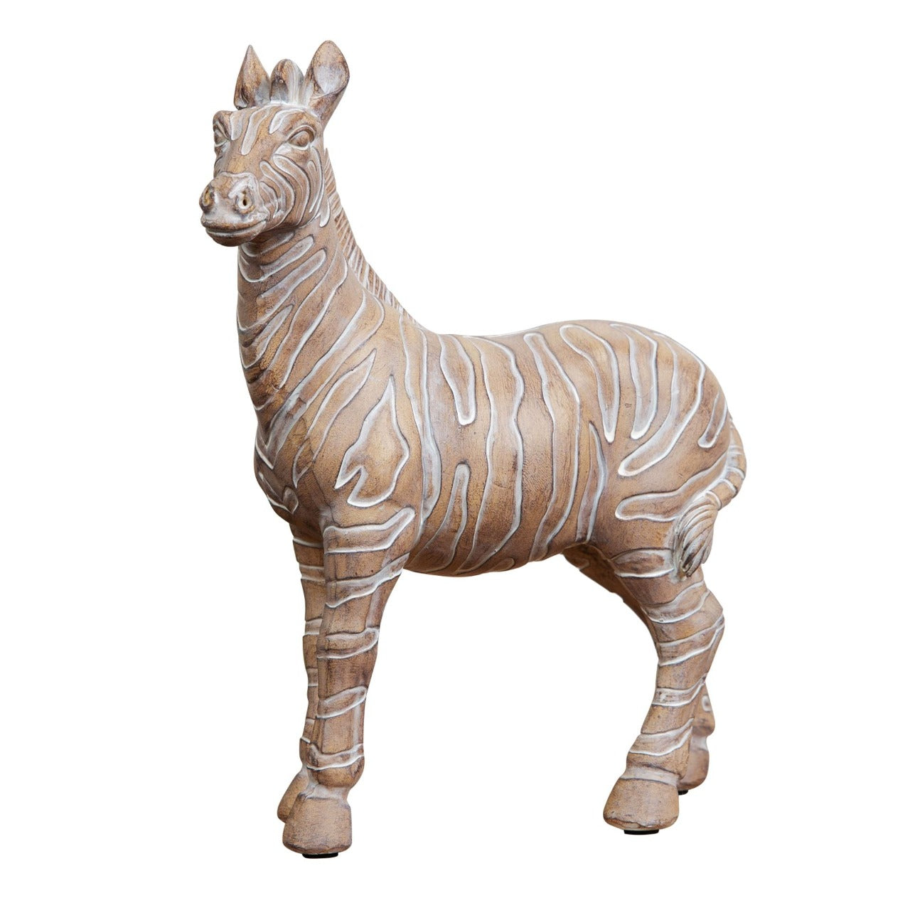Embossed Zebra Figurine 23cm Bring some exotic vibes to your home with this carved sandstone effect resin zebra ornament. From the Global Artisan collection by HESTIA® - bring a touch of the exotic to your home.