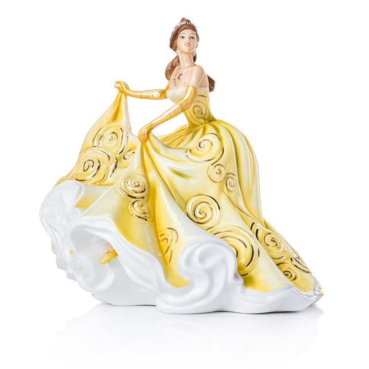 English Ladies Company Golden Charm NEW 2021  Our Golden Charm figurine is the latest addition to our English Ladies Figurines collection. The beautifully handcrafted figurine is decorated in sunshine yellow and hand-finished in real 22-carat gold. Her swirling skirt and flowing gown make her the belle of the ball.