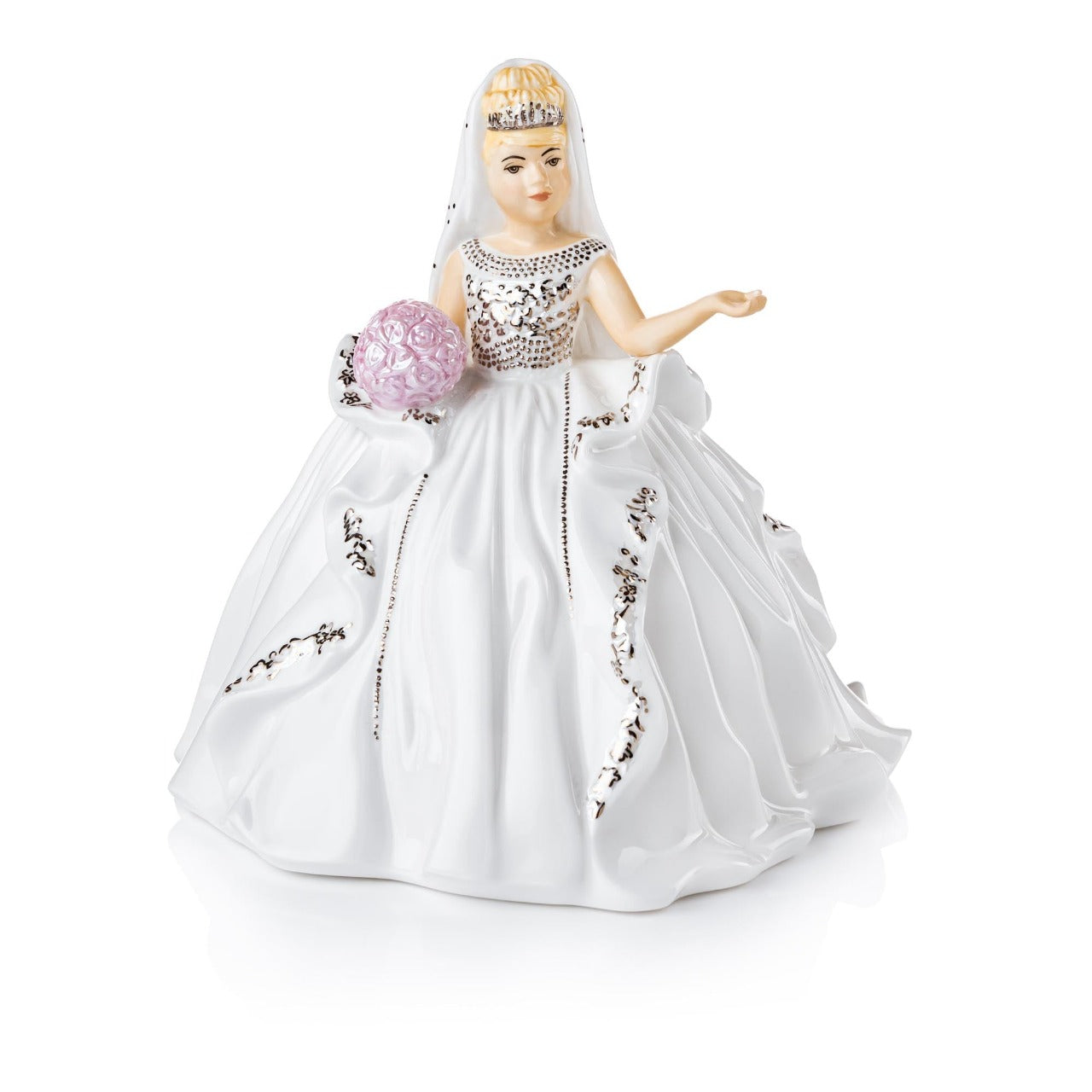English Ladies Mini Gypsy Affection Blonde Gypsy Affection is the latest edition to the range and comes in both blonde and brunette and also in mini-figures. This gorgeous figurine stands out from the crowd with stunning gold details throughout the dress and on her beautiful crown.