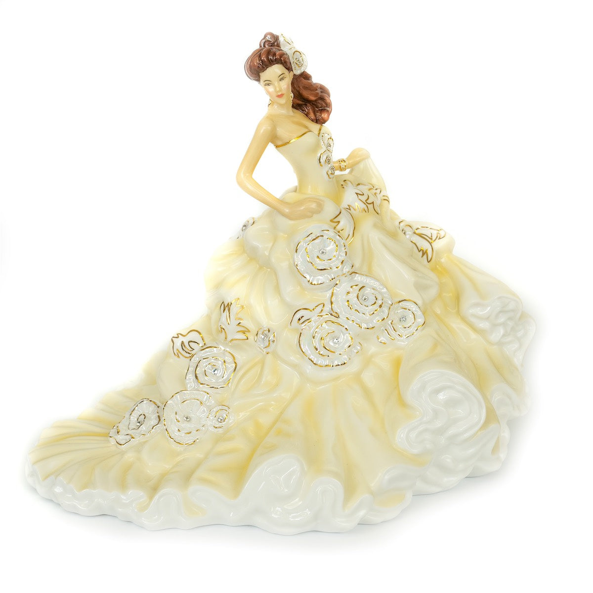English Ladies Company Eternal Enchantment The stunning Enchantment range from the English Ladies Co has a new star – Eternal! Standing 22cm tall this beautiful figure wears a soft cream gown finished in 22ct gold.