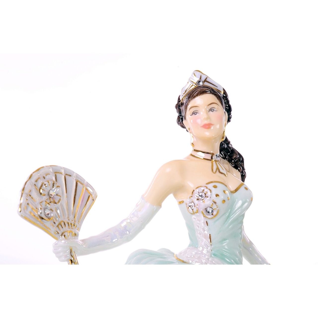English Ladies Timeless Romance Timeless Romance is part of our Romance range that is modelled by Valerie Annand in fine bone china and hand-painted and decorated by our master painter Dan Smith. We absolutely love the Romance range so had to bring out another figurine to the collection in a stunning mint green colour.