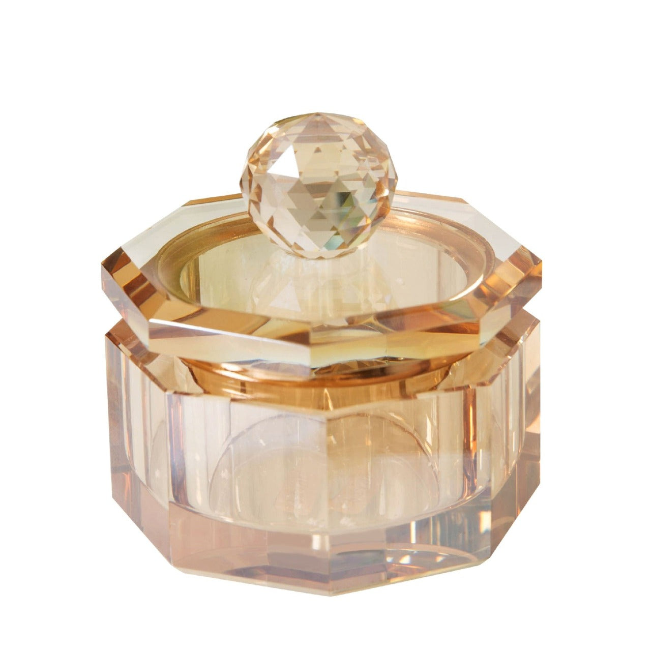 Estella Champagne Glass Trinket Box Store those bits and bobs or jewellery in style with this champagne cut glass lidded trinket box. From Estella by SOPHIA - Champagne Chic women's home and gift evoking the luxurious spirit of the art deco era.