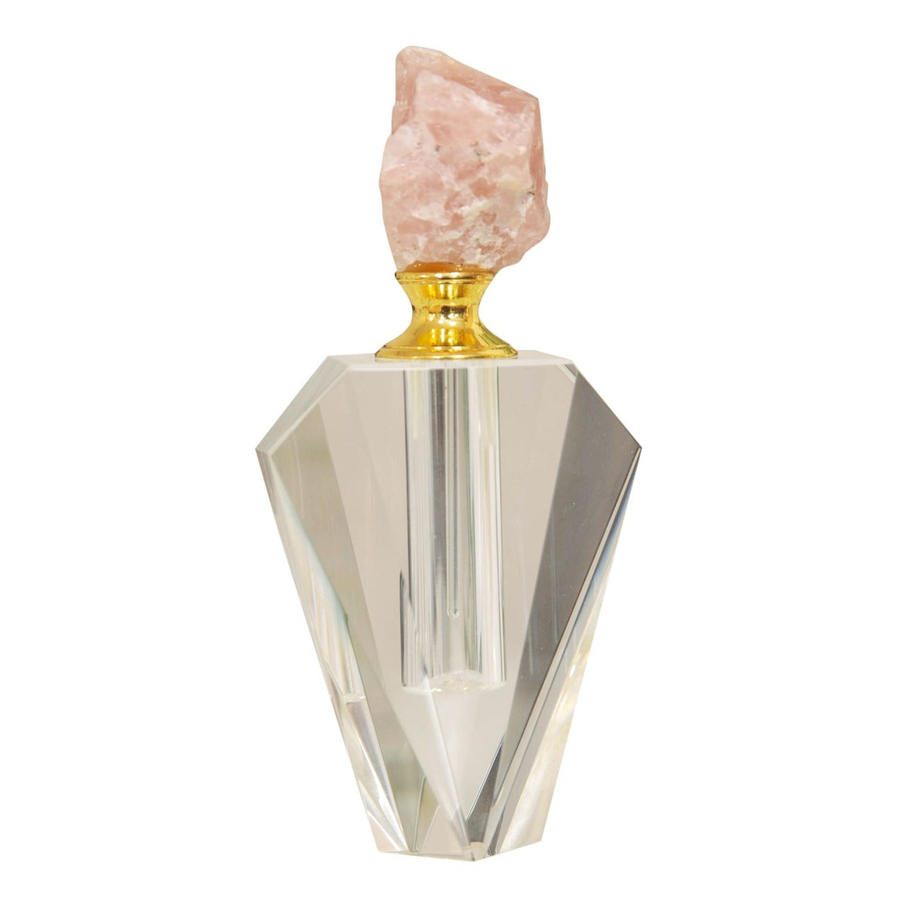 Estella Pink Stone & Glass Perfume Bottle A beautifully elegant cut crystal glass perfume bottle with pink rock crystal stopper top. From Estella by SOPHIA - Champagne Chic women's home and gift evoking the luxurious spirit of the art deco era.