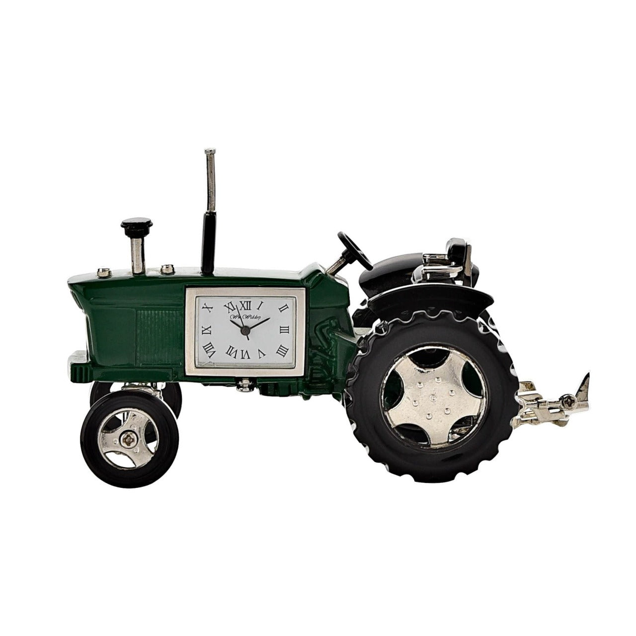 Miniature Clock Farmers Green Tractor by William Widdop Bring a unique and quirky touch to the home with this stylish miniature clock made with great attention to detail. The miniature tractor is a great gift for someone who has an interest in the farming world.
