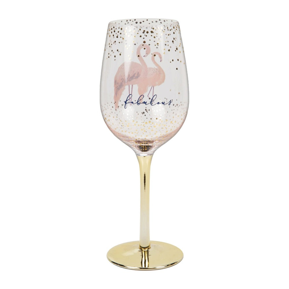 Fabulous Flamingo Wine Glass with Gold Electroplating Give that perfect vintage the perfect partner with this luxury 'Fabulous' Flamingos gold electroplated wine glass. From Swan Lake by Hotchpotch - elegant and dreamy giftware with love from london.