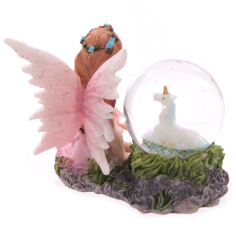 Flower Fairy Sitting Snow Globe - Pink