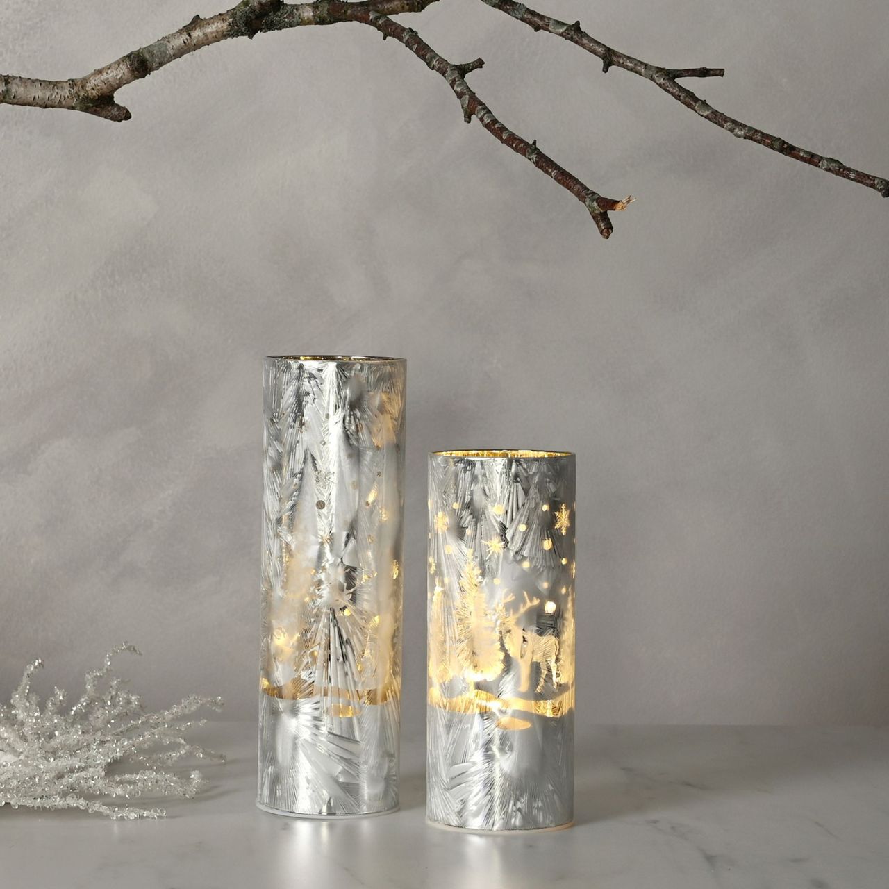 Christmas Frosted Haven Glass LED Tube Light Large A large glass LED tube light. This illuminating decoration is a delightful twist on the traditional this Christmas.