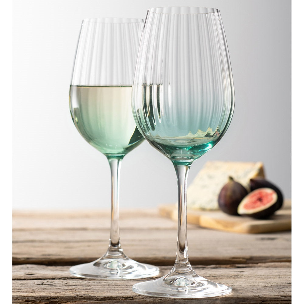 Galway Crystal Erne Wine Glass Pair Aqua These beautifully crafted Galway Crystal wine glasses with an aqua coloured base are essential glasses for your home and are designed for fine wine lovers.