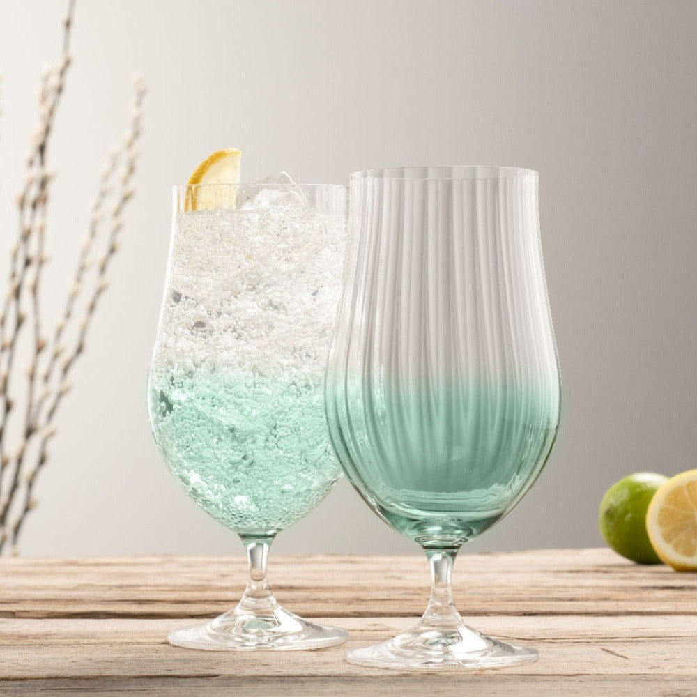 Galway Crystal Erne Craft Beer Cocktail Glass Pair Aqua