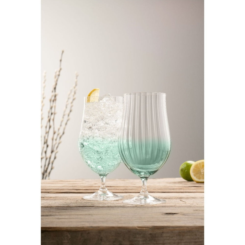 Galway Crystal Erne Craft Beer/Cocktail Glass Pair Aqua