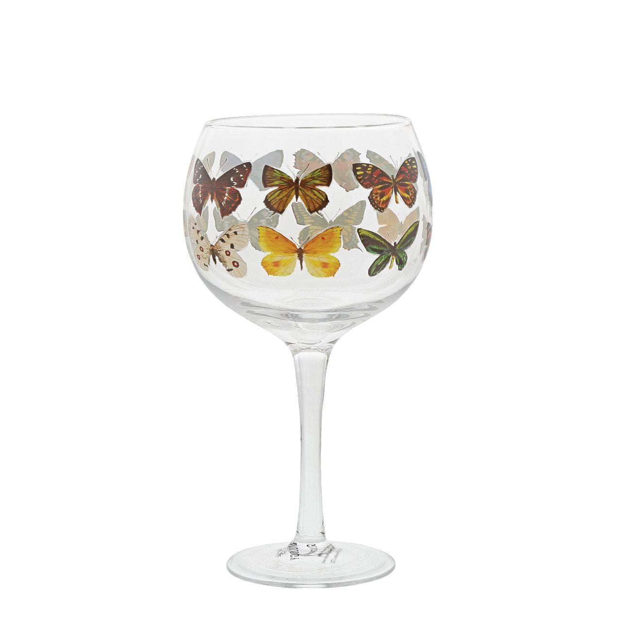 Ginology Butterflies Copa Gin Glass A gin glass fit for any social butterfly. Cheers to the beauty of nature, bright and beautiful, these butterflies will flutter right into your heart with each sip.