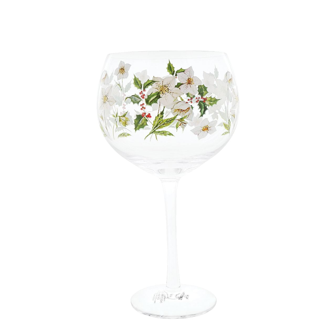 Ginology Christmas Rose Copa Gin Glass Spread Christmas cheer with our Christmas Rose Copa Gin glass. White, red and two toned greens flourish on this glass especially filled with your favourite drink. A lovely gift to your friend, loved one, sister, mother or grandparent, pair this with their favourite bottle of gin to create the ultimate gift.