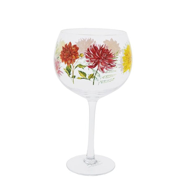 Ginology Dahlia Copa Gin Glass The Dahlia is the perfect flower to express your love and there is no better way to show it than pairing our Dahlia Copa Gin glass with their favourite bottle of drink. Beautiful reds, pinks and yellows surrounded with green eucalyptus