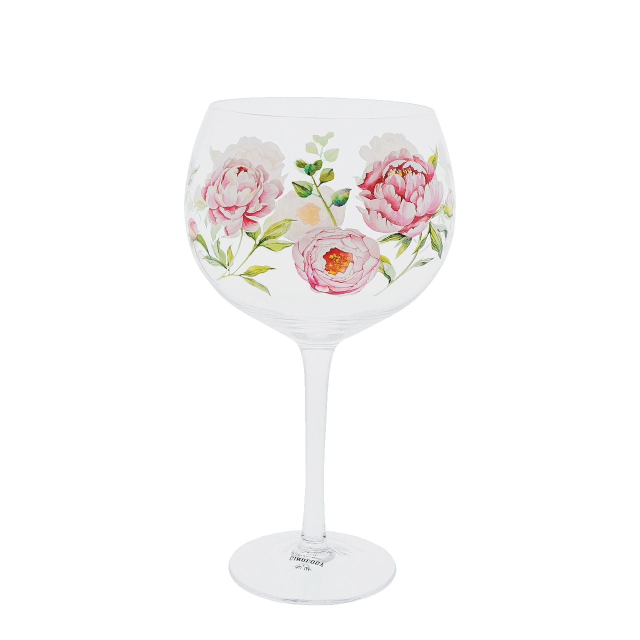 Ginology Peonies Copa Gin Glass Embody romance, prosperity, good luck and bravey through our Peonies Copa Gin Glass. A glass that can be given to a friend, loved one, graduate or a pick me up gift. It is perfect paired with their favourite bottle of gin.