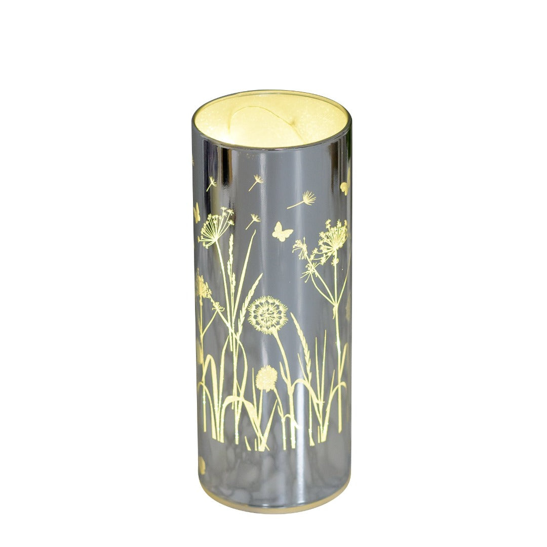 Glass Flower Design LED Light Tube 20cm A stunning and elegant monochrome 20cm LED light tube from HESTIA®'s Silver Luxe collection.