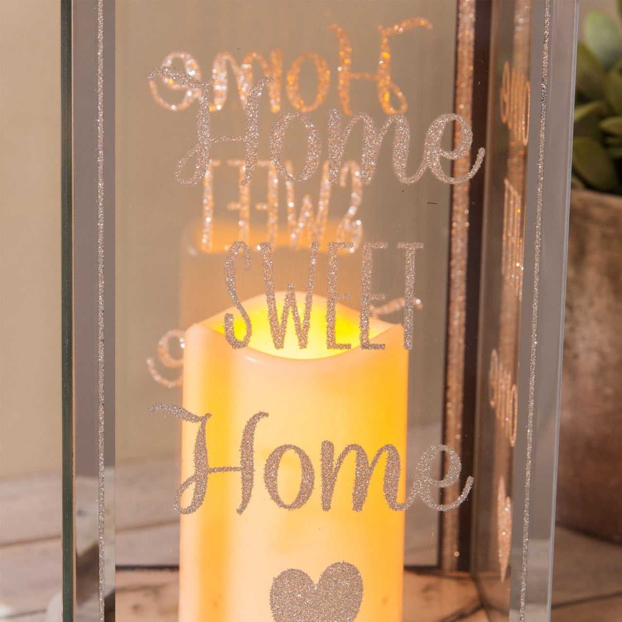 Hestia Glass Marble LED Candle Lantern A stylish LED candle lantern with marble effect detailing. From the Retreat collection from HESTIA® - Create a haven of soothing minimalism at home.