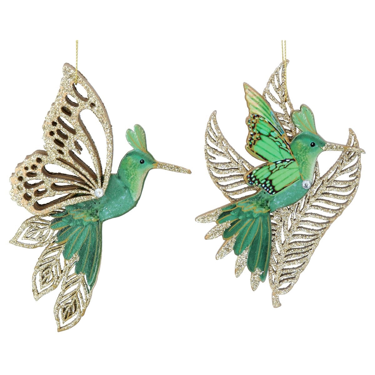Green Gold Glitter Hummingbird Hanging Orn - Gold Wing Browse our beautiful range of luxury Christmas tree decorations, baubles & ornaments for your tree this Christmas.
