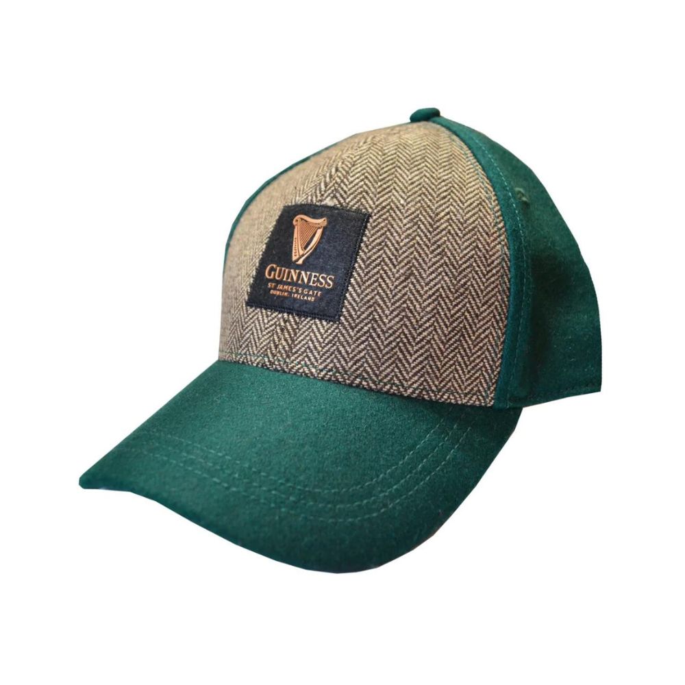 Green Guinness Embossed Tweed Baseball Cap  - Official Guinness merchandise