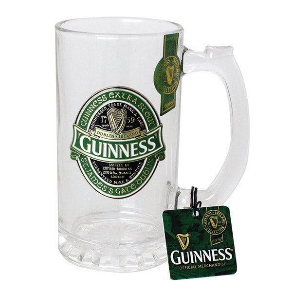 Guinness Glass Tankard with Green Label  Large Guinness glass tankard with the green Guinness label Ireland
