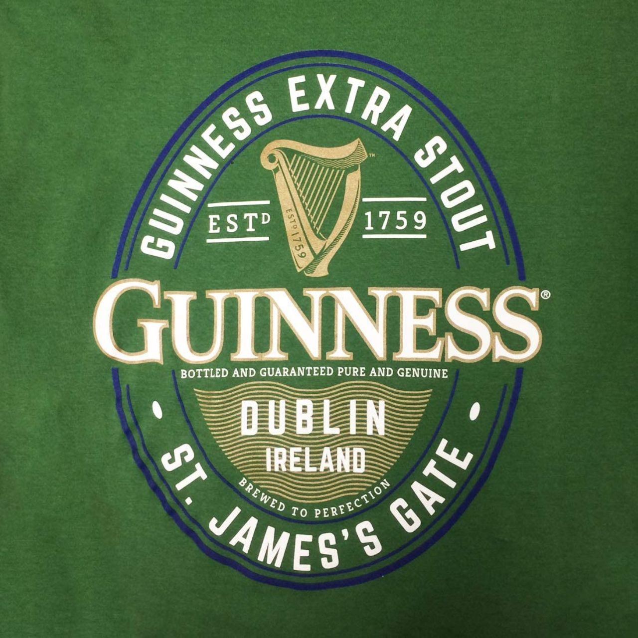 Sage & Navy Guinness Label T-Shirt - Official Guinness Merchandise