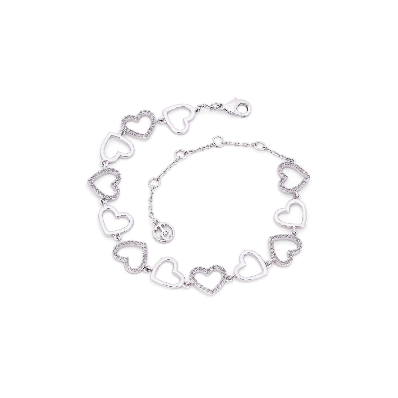 Tipperary Crystal Open Hearts Bracelet - Silver A collection that is truely the ultimate expression of love, a wearable statement of the strength and fragility of the heart, a small shimmering reminder of love to cherish... forever!