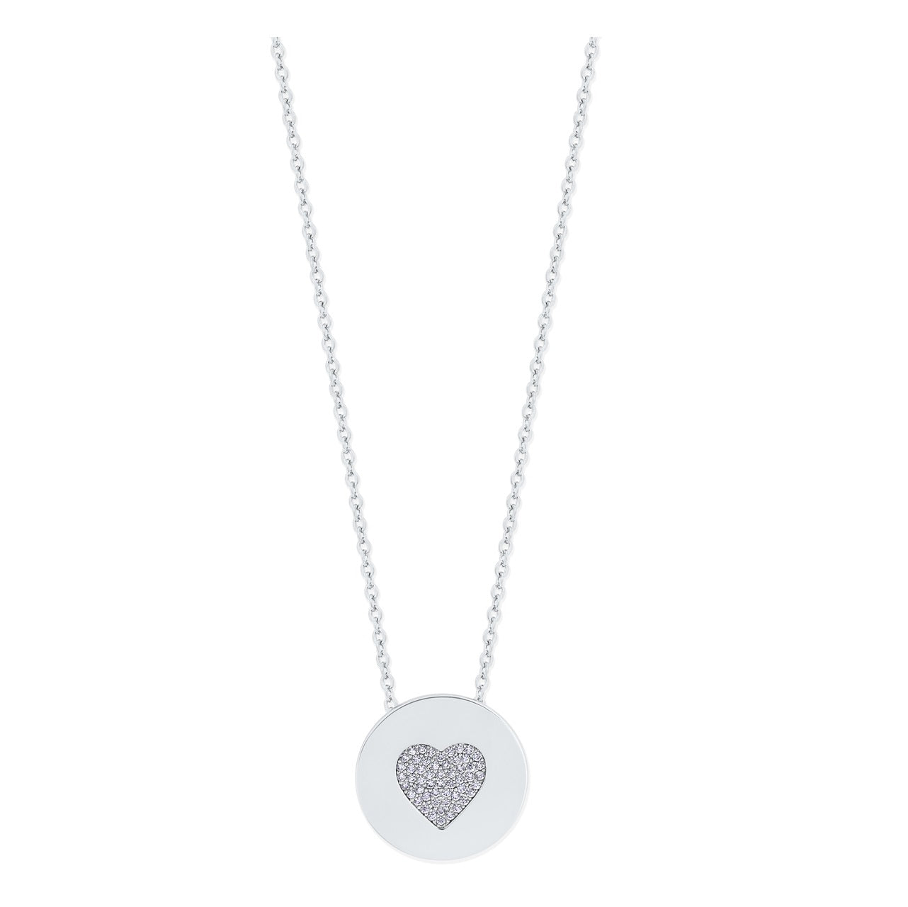 Tipperary Crystal Heart Pave Coin Silver Pendant
