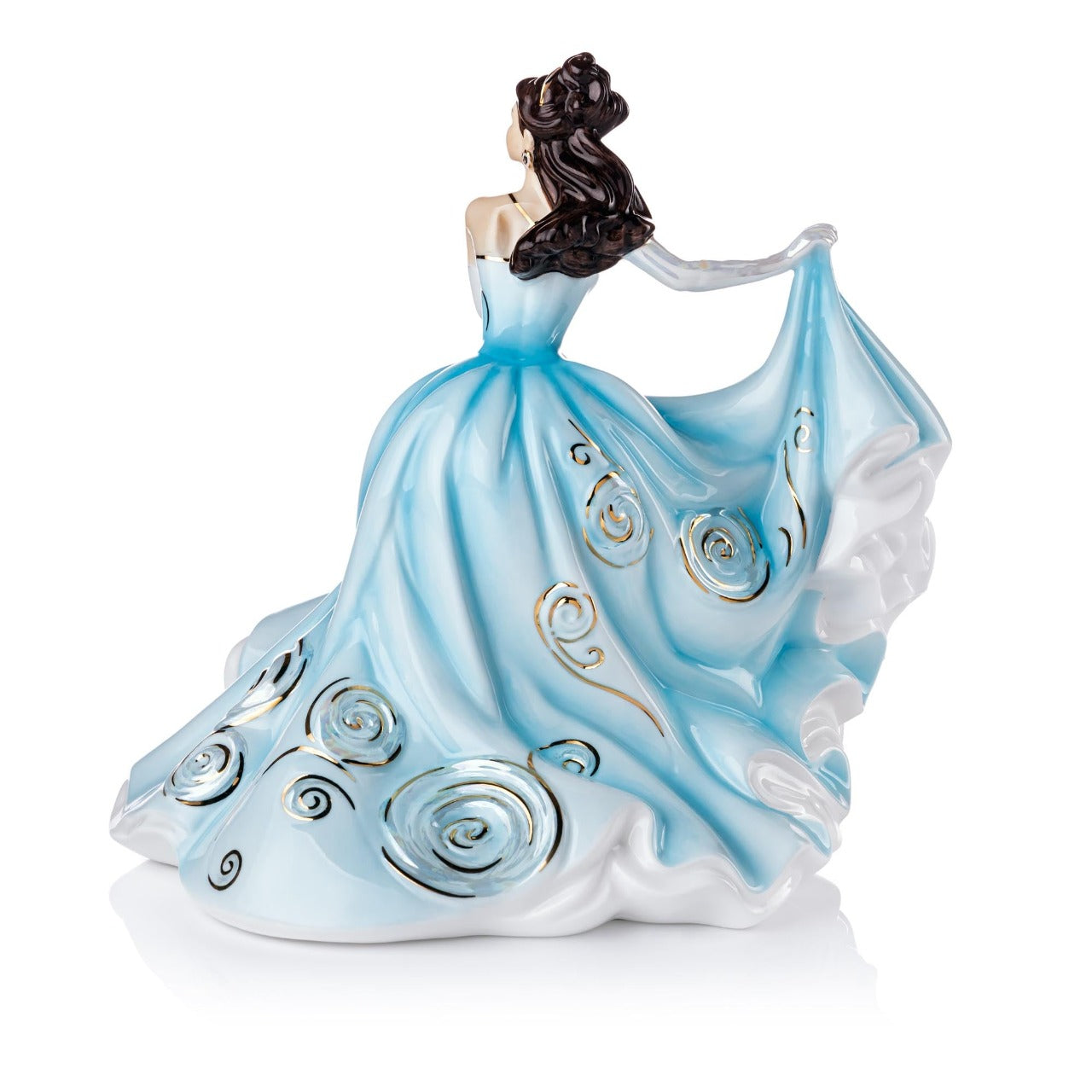English Ladies Heavenly Charm  The latest figurine to join our English Ladies collection is Heavenly Charm. This beautiful figurine is part of our Charm range following the same hand-crafted design as Golden Charm and Sweet Charm. This gorgeous figurine is dressed pastel blue gown which is detailed with real gold highlights that glisten in the light.