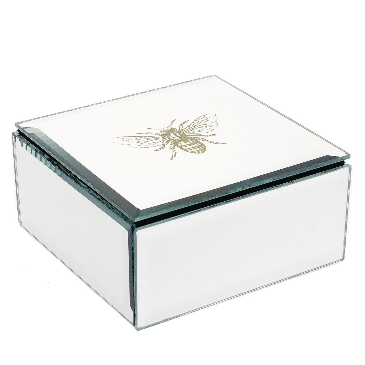 HESTIA Glass Trinket Box Gold Bee This stunning trinket box will keep all your precious items safe while bringing refreshing style.