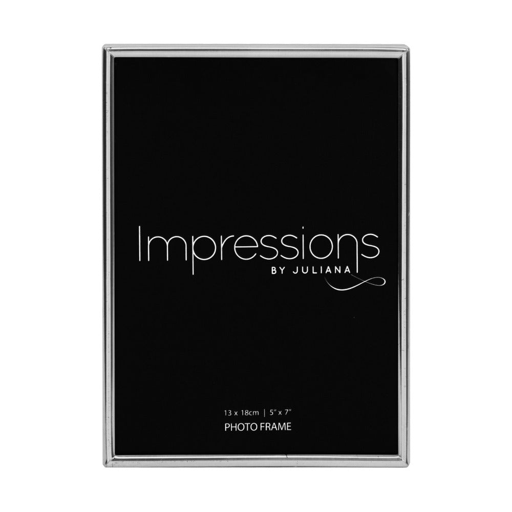 Impressions Thin Silver Plated Photo Frame 5" x 7" A beautifully simple silver plated photo frame from IMPRESSIONS® by Juliana. Featuring a luxury black velveteen standing strut.