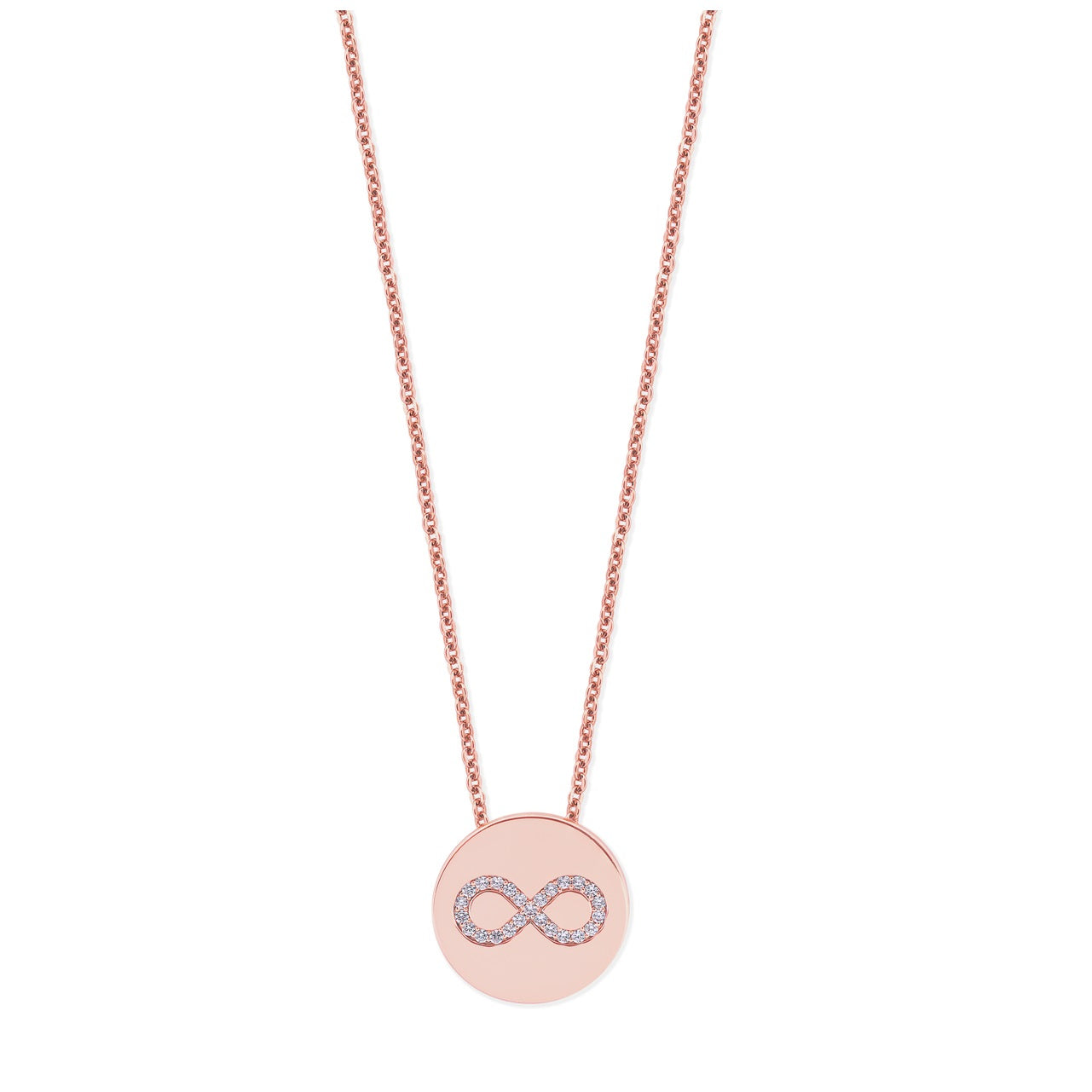 Tipperary Crystal Infinity Coin Rose Gold Pendant